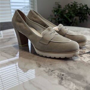 Chic Beige Suede Women's Heels